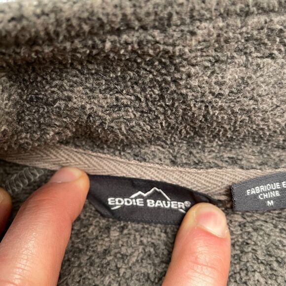 Eddie Bauer 1/4 Zip Fleece Jacket Sweater Mens Medium Brown Outdoor Hiking Trek - Picture 3 of 12